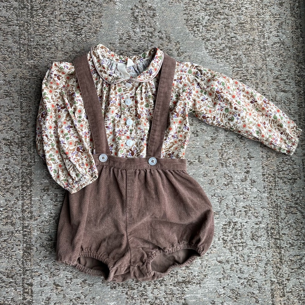 Little Cotton Clothes Blouse and Overall Bloomers Size 18-24 Months